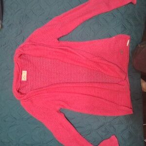 Hot pink knit open cardigan